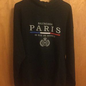 Balenciaga Paris Embroidered Hoodie Black